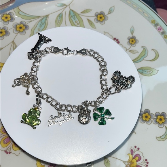 Vintage Italian 925 Solid Sterling Double Link Charm Bracelet and charms - Picture 1 of 15